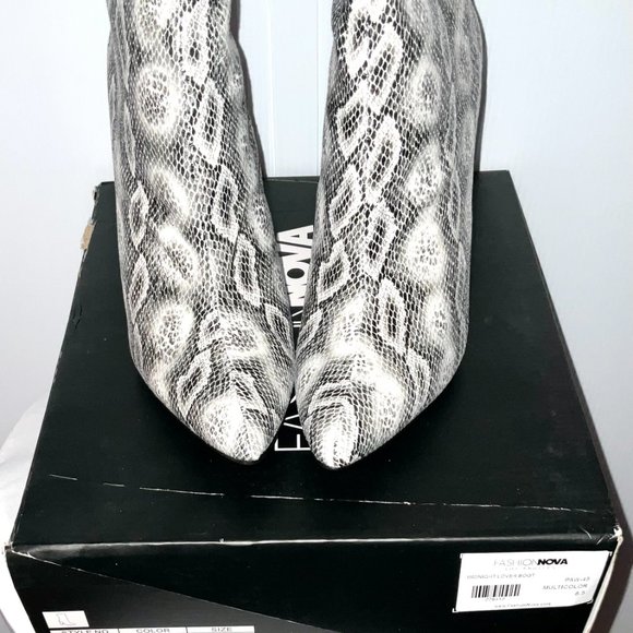 fashion nova Shoes - Fashion Nova  Snakeskin Boots Vegan Leather Size 8.5 Brand New